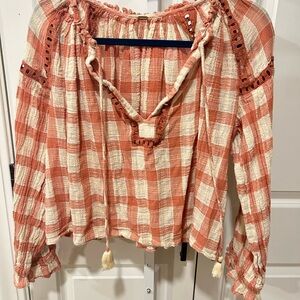 Free People Plaid Blouse